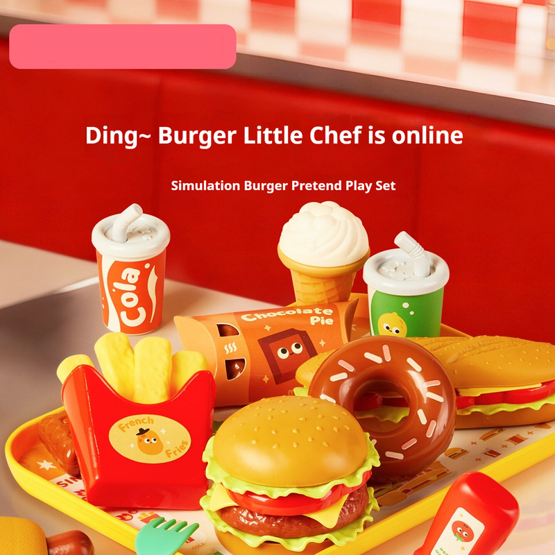 Kids Toys Kitchen Set - ชุดของเล่นทำอาหารเสมือนจริง Mideer Kids Burger พร้อมแฮมเบอร์เกอร์ เฟรนช์ฟรายส์