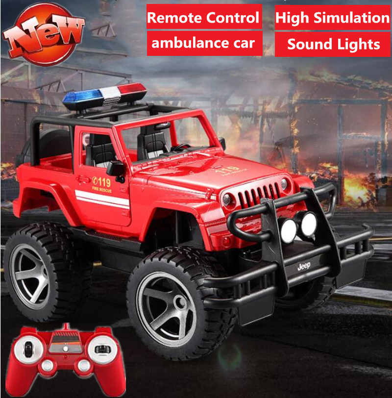 Kids Toys Under 50 - รถพยาบาลขนาดใหญ่ 2.4G 4WD รถบังคับวิทยุสำหรับการช่วยเหลือในเมือง รถพยาบาลของเล่นพร้อมเอฟเฟกต์แสงเสียง ประตูเปิดได้