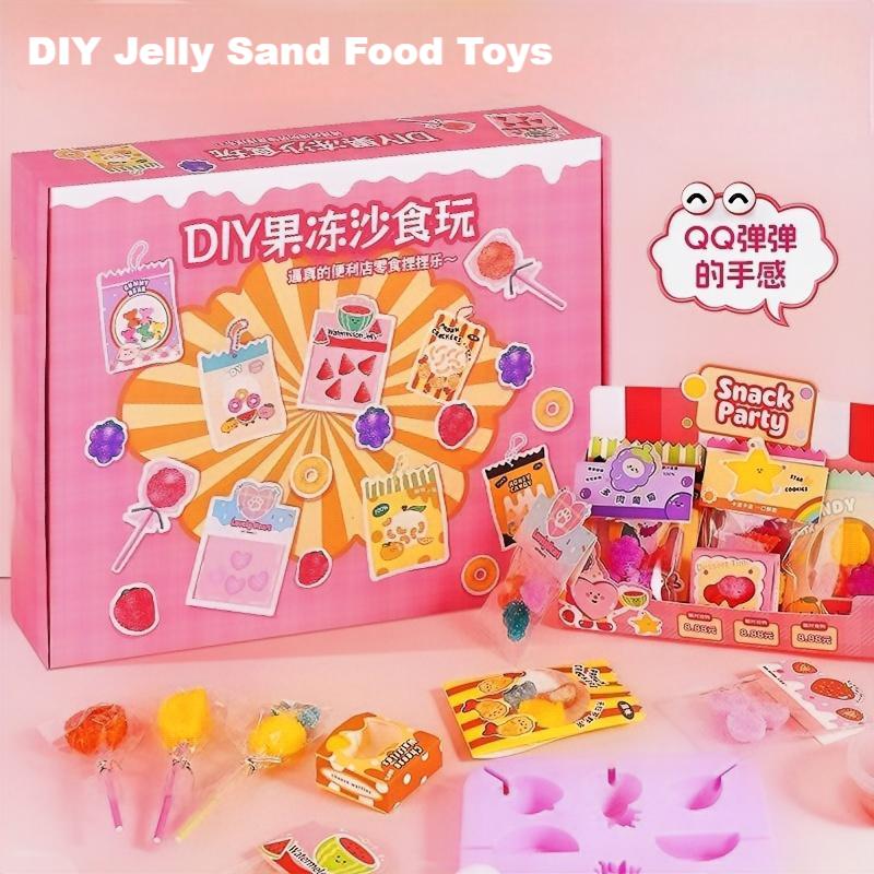 Kids Toys Kitchen Set - ชุดของเล่นทำอาหารจิ๋ว DIY ชุดของเล่นทรายเจลลี่ ชุดครัวของเล่นสมมติ ของขวัญคริสต์มาสสำหรับเด็ก สร้างสรรค์อาหารของคุณเอง