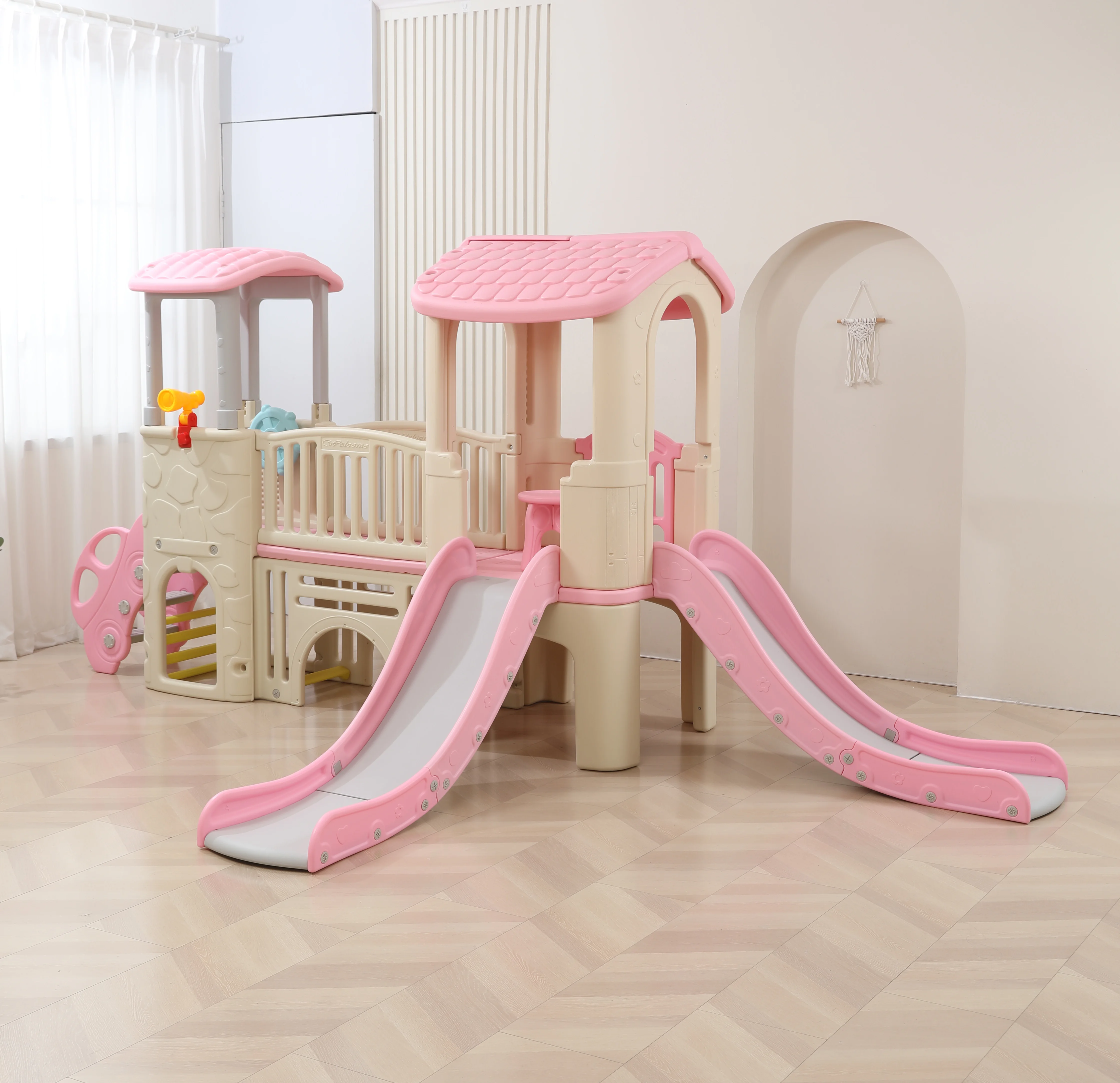 Kids Toys Mall - บ้านเด็กเล่นในร่มขนาดใหญ่พร้อมสไลเดอร์คู่สำหรับเด็ก สนามเด็กเล่นปีนป่ายในบ้าน สวนสนุกกีฬา ห้างสรรพสินค้า ของเล่นพลาสติกเพื่อการศึกษา