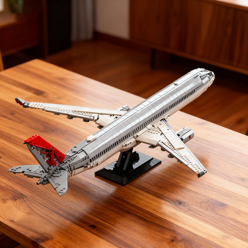 Kids Toys Qatar - โกบริกส์ MOC กาตาร์แอร์เวย์ส แอร์บัส A350-1000 บล็อกโมเดลเครื่องบินรบอวกาศ