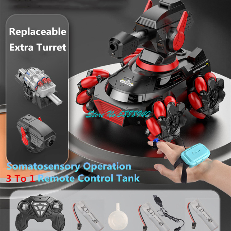 Kids Toys Under 50 - รถถังบังคับวิทยุ 3To1 ยิงกระสุนน้ำ ควบคุมด้วยท่าทางมือ พร้อมฟังก์ชั่นสเปรย์น้ำ ยิงได้